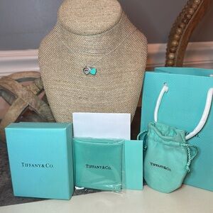 Tiffany Blue Double Heart Tag Pendant